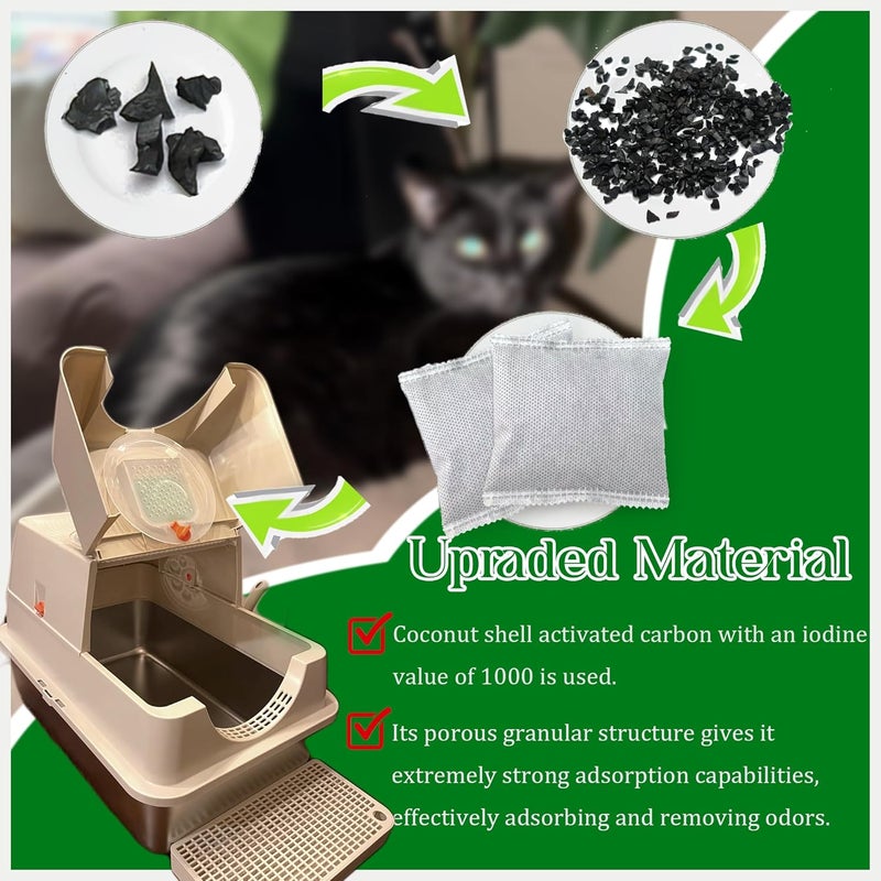 PurifyLogix 12 * 43g Larger Bag Activated Charcoal Odor Absorber Bags for Stainless Steel Litter Box with Lid, Natural Coconut shell Charcoal Bags, Absorb Odors/Control Damp from Pets/Keep Home Fresh - Image 5